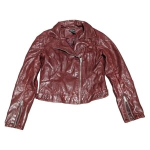 Wet Seal Burgundy Faux Leather Jacket